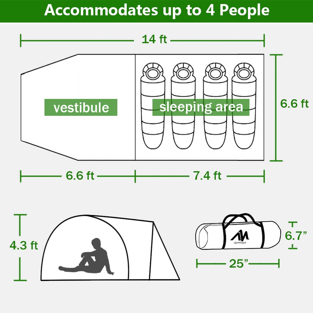 Pit Stop 4 Person Tunnel Camping Tent