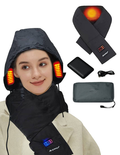 Rechargeable Heated Scarf with Hidden Hat