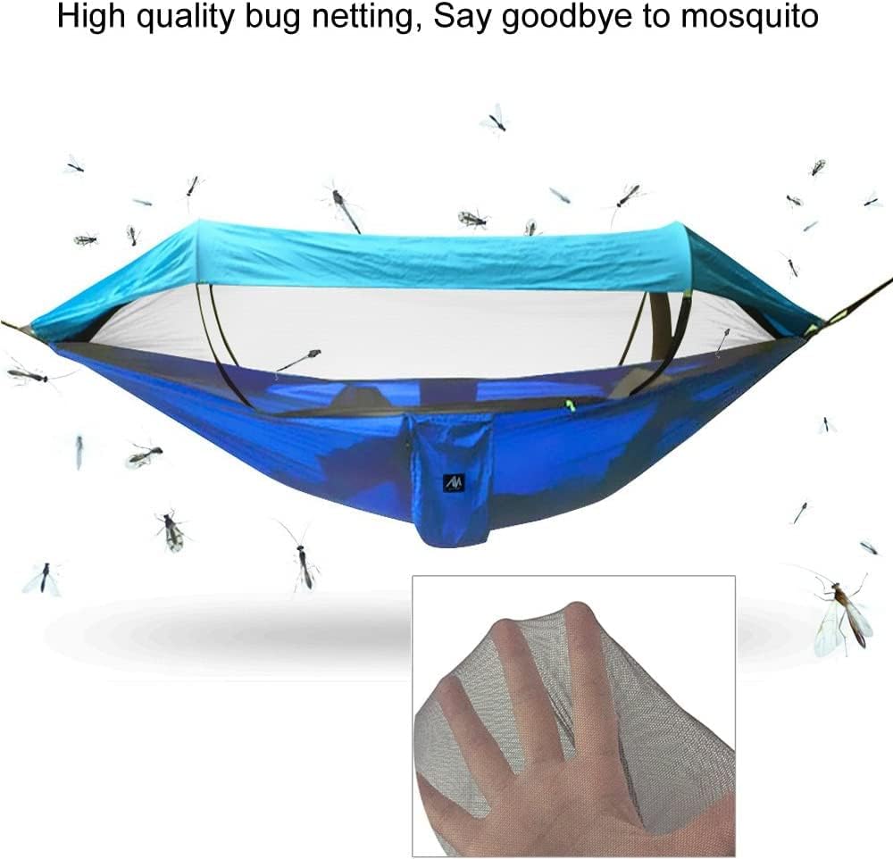 Hammock with Mosquito Net & Sunshade Cloth & Tree Straps for 1-2 Person | Parachute Material + Anti-Bug Mesh