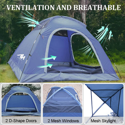 Azure Sky 3 Person Tent for Camping with Removable Rainfly