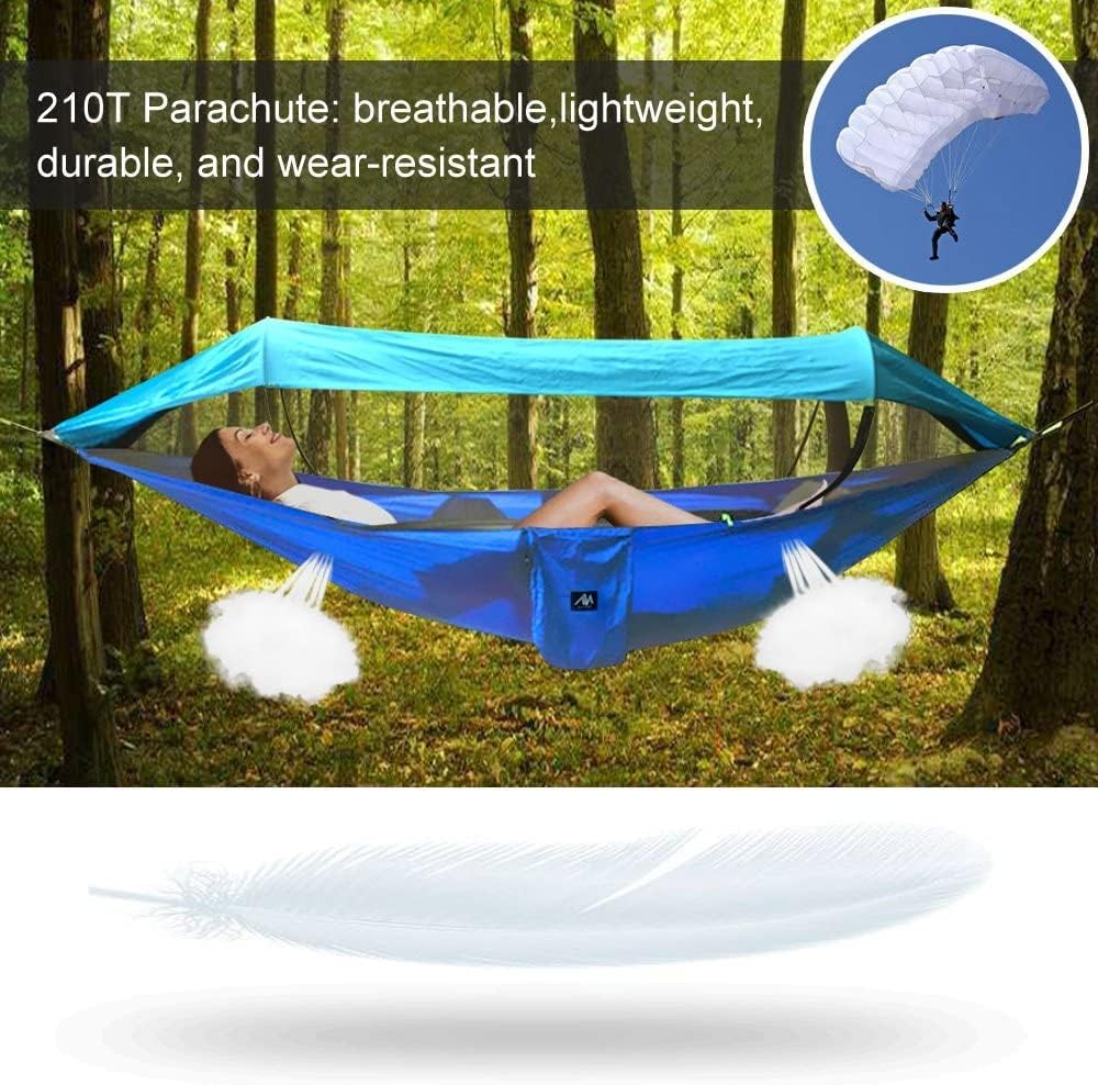 Hammock with Mosquito Net & Sunshade Cloth & Tree Straps for 1-2 Person | Parachute Material + Anti-Bug Mesh