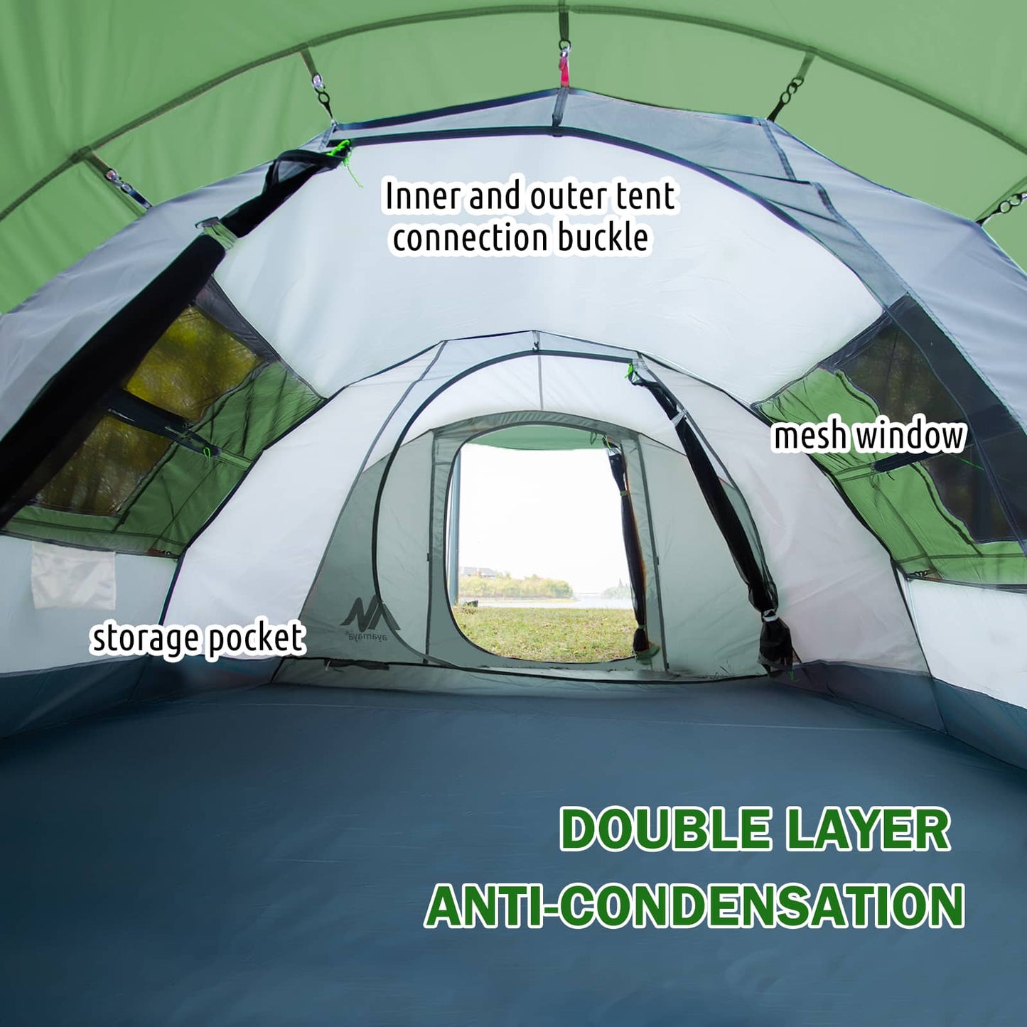 Venturi 4-6P 2 Doors Double Layered Pop Up Tents With Vestibule & Porch