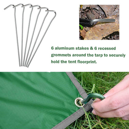 Tent Footprint | PU3000 Waterproof | Family Camping Tent with 6 Tent Stakes