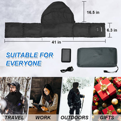 Rechargeable Heated Scarf with Hidden Hat