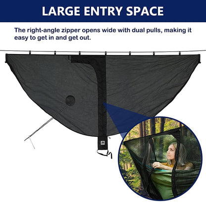 Hammock Bug Net | No-See-Um Breathable Mesh Mosquito Netting | Ultralight Outdoor Shelter | "L" Zipper Style