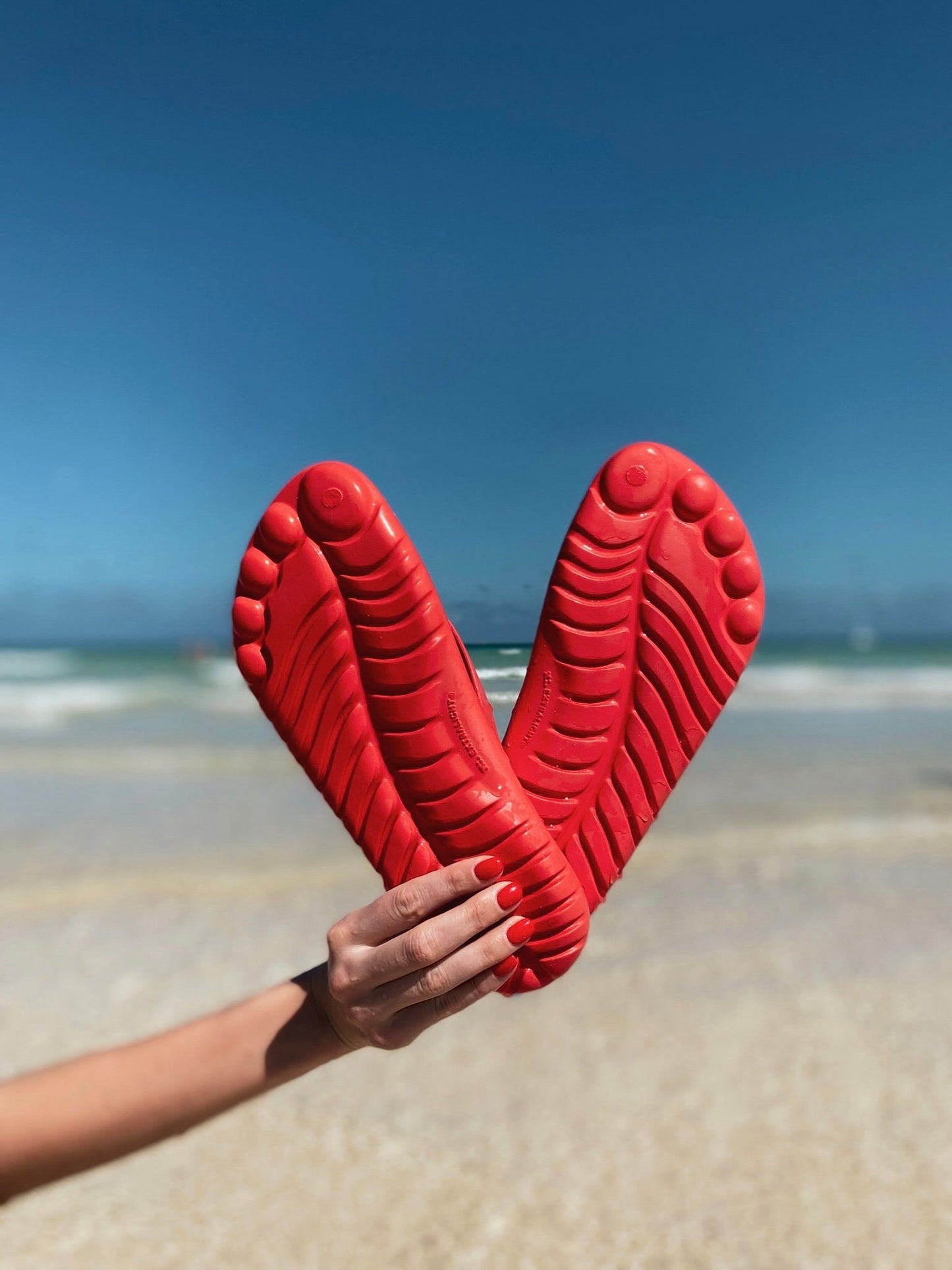 FIRE RED FLIP FLOPS