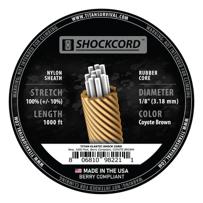1/8" Coyote Brown Shock Cord, 1000 FT SPOOL
